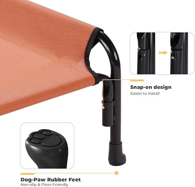 Veehoo Elevated Dog Bed, Outdoor Raised Dog Cots Bed for Medium Dogs, Cooling Camping Elevated Pet Bed with Slope Headrest for Indoor and Outdoor, Washable Breathable, Medium, Red, CWC2204