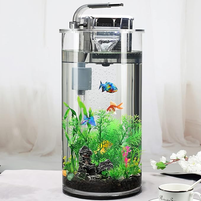 Fish Tank Accessories Aquarium Decorations Plants, 9pcs Green Fish Tank Decorations Plants and Cave Rock Decoration Decor Set, Aquarium Decor Plastic Plants