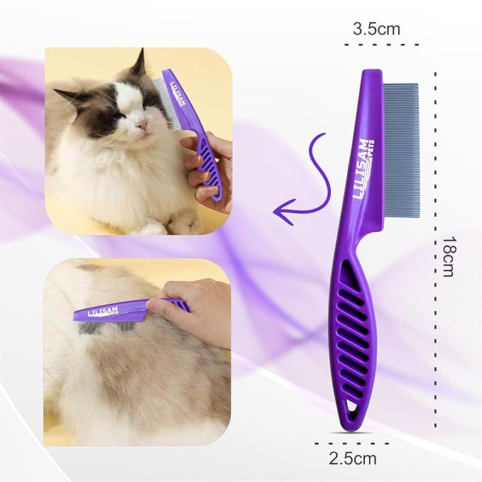 Pet Self Cleaning Slicker Brush and Grooming Comb - Gently Removes Loose Hair, Tangles, and Dirt - Skin Friendly Deshedding Grooming Tool for Hair Dogs & Cats - Pet Supplies Accessories (Purple)