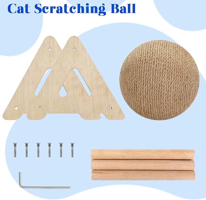 Outamateur Cat Scratching Ball Toy, Sisal Scratching Ball with Stable Stand, Interactive Cat Exercise Toy for Interactive Play and Exercise