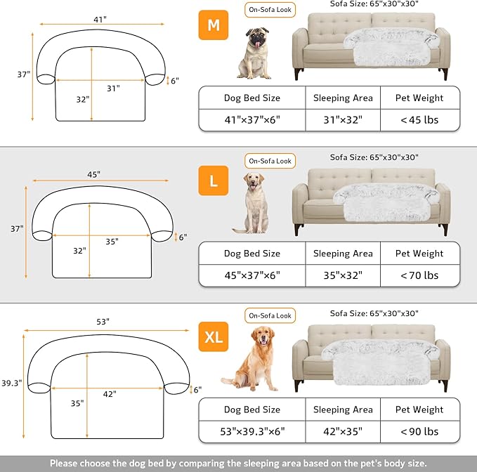 Calming Dog Bed Fluffy Plush Dog Mat for Furniture Protector with Removable Washable Cover for Large Medium Small Dogs and Cats (Large, Light Grey)