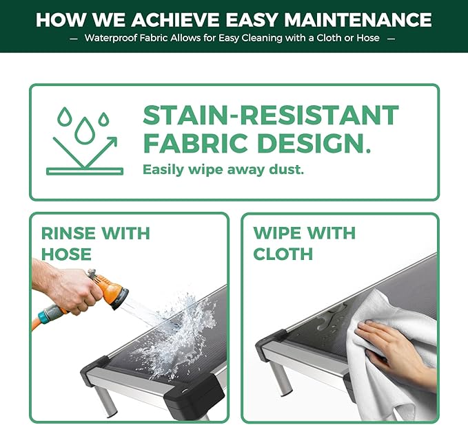 FXW TitanNest Chew-Proof Elevated Dog Bed, Raised Cot for Indoor/Outdoor/Camping Use, Durable & Washable Padded Pet Bed for Large Dogs, 50.0" L x 31.0" W x 7.3" H, Gray