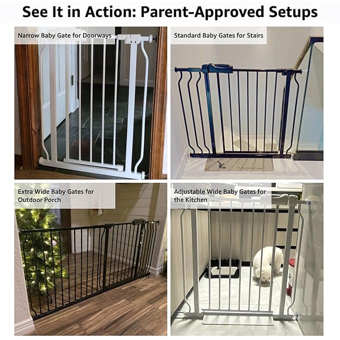 Extra Wide 76.4-81 Inch Large Baby Gates for Stairs, Doorways - No Drilling, Pressure Mounted Pet Gates for Kids & Dogs