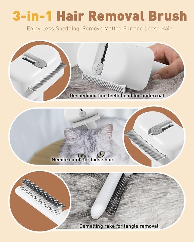3-in-1 Dog Brush for Shedding, Multifunctional Deshedding Dog Brush for Short Haired Dogs and Cats, Pet Combs for Grooming Matting, Effectively Deshedding and Removes Dirt for Pets