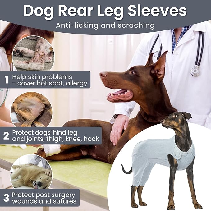 Nanaki Dog Wound Care Shirt, Leg Sleeves to Stop Licking Rear Leg and Abdomen, Surgery Suit for Female Spay, Onesie for Surgery Female, Surgical Recovery Suit Wound Heal Clothes