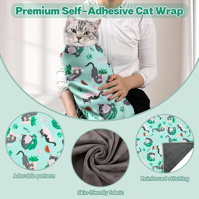 Paw Legend 35.4" Cat Wrap for Grooming Cat Wrap for Cutting Nails Cat Restraint for Nail Clipping Self Adhesive Blanket Restraint Cloth for Cats Within 22lbs