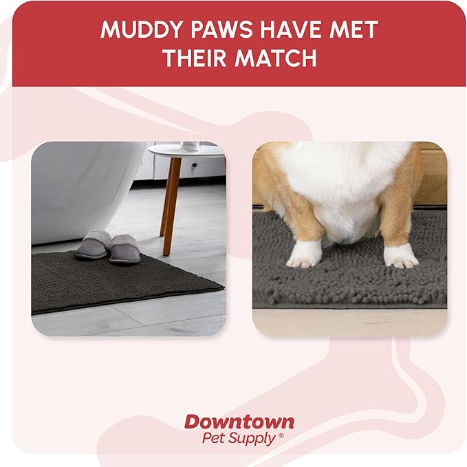 My Doggy Place Microfiber Dog Mat for Muddy Paws, 31" x 20" Ash - Absorbent and Quick-Drying Dog Paw Cleaning Mat, Washer and Dryer Safe - Non-Slip Rubber Backed Dog Floor Mat, Medium