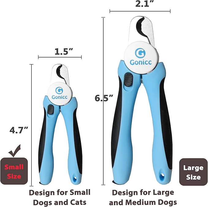 gonicc Professional Small Dog and Cat Nail Clippers Sharp Stainless Steel Pet Nail Trimmers(with Free Nail File in Handle), with Safety Guard to Avoid Overcutting