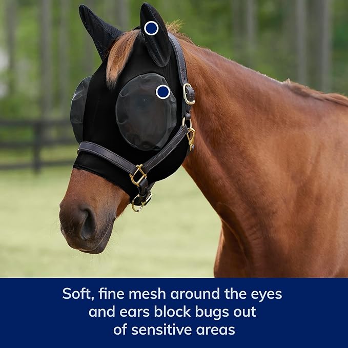 SmartEquine Comfort Fly Mask with SmartCore Technology | UV Horse Mask | UPF 50 | Forelock Hole | Stretch Material | Fine Mesh Around Ears | Moisture-Wicking for Cool Comfort (Cob)