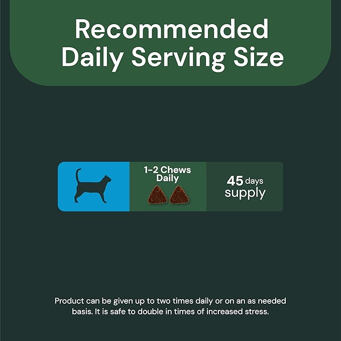 VetriScience Veterinary Strength Calm & Confident Chews - Stress Supplement for Cats - Supports Brain Function for Cats - with L-Theanine, Thiamine & More - 45 Count