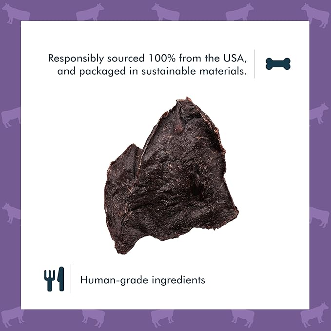 King Lou Pets - USA-Made Dehydrated Beef Heart Jerky Dog Treats - 1 lb of Fresh Beef Heart Prior to Dehydration