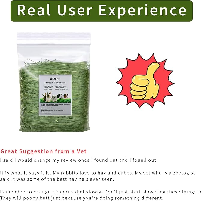 Timothy Hay 1.1LB - Dust Free Natural Green Fresh Food Hay for Rabbits Tortoise Guinea Pig Chinchilla