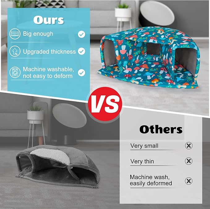 Unicorn Catcher Guinea Pig Hideout - Large Cozy Bed, Warm House, Washable Tunnel Accessories for Small Pets: Hamster, Chinchilla, Bunny