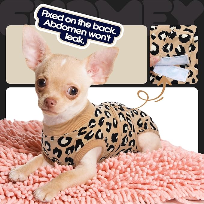 FUAMEY Recovery Suit for Dogs After Surgery,Soft Breathable Dog Bodysuit E-Collar & Cone Alternative Surgical Suit,Male Female Dog Neuter Spay Suits Anti Licking Wounds Onesie Brown Leopard L