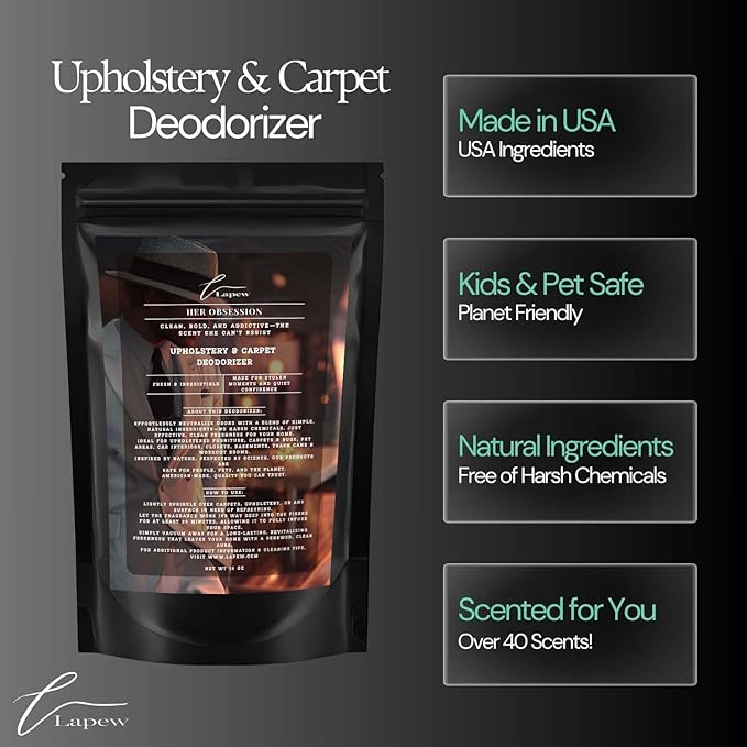 Her Obsession Carpet Freshener Powder: Powerful Odor Eliminator for Home, Upholstery Deodorizer, Carpet Deodorizer, Pet Urine, Cat Litter Box