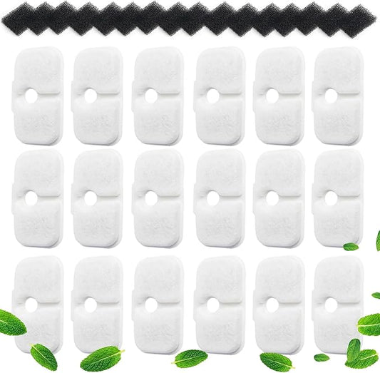 Cat Water Fountain Filter, 16 Pack Cat Fountain Filter Replacement with 16 Sponges Compatible With PETLIBRO® Dockstream Tomxcute Cat Water Fountain PLWF005 / PLWF105 / PLWF115 / PLWF305