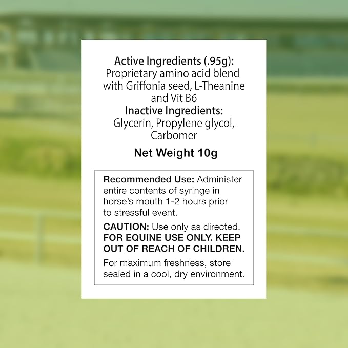 SynChill AF Calming Gel for Nervous Horses - Single Serving - Advanced Formula with L-Theanine, Increased Potency, 100% Natural Supplement, Disposition & Confidence Support for Horses