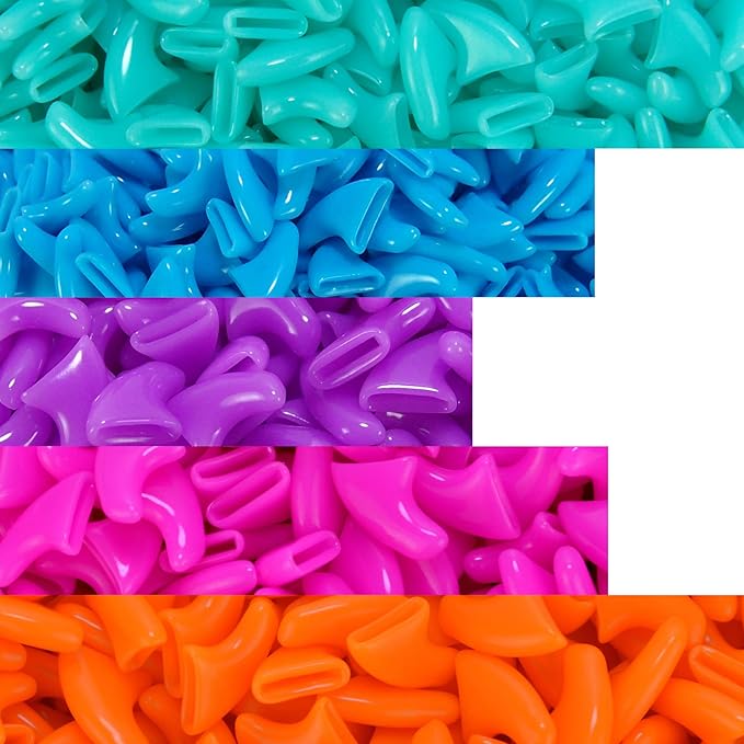 zetpo 100 pcs Cat Nail Caps | Cat Claw Covers | with Adhesives and Applicators (S, Turquoise, Sky Blue, Purple, Rose, Orange Peel)