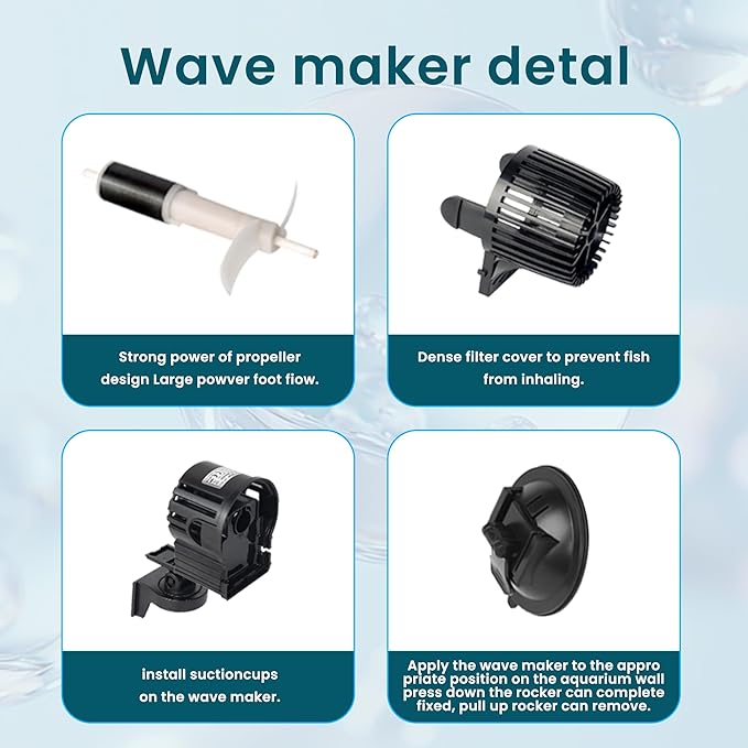 UPETTOOLS Aquarium Circulation Powerhead,Powerful Wavemaker Pump, Controllable Submersible Circulation Pump for 20-75 Gallon Fish Tanks with Suction Cup