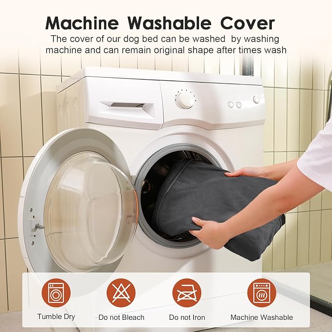 Chew Proof Dog Bed, 3" Memory Foam Dog Bed for Medium and Large Dogs, Removable and Washable Microsuede Cover, Waterproof Liner, Nonskid Bottom, 41x27 Inches XL Dark Grey