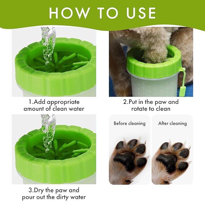 Pet Paw Cleaner Cup–Portable Dog Paw Washer with Soft Silicone Bristles–Easy to Use, Detachable, and Travel-Friendly (Red)