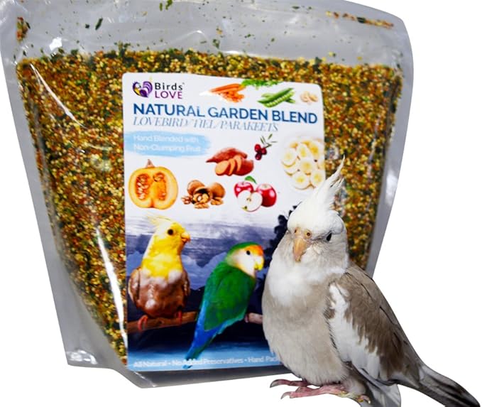 Birds LOVE All Natural Garden Blend Bird Food for Small Birds - Lovebirds, Cockatiels, Parakeets and Parrotlets 4lb