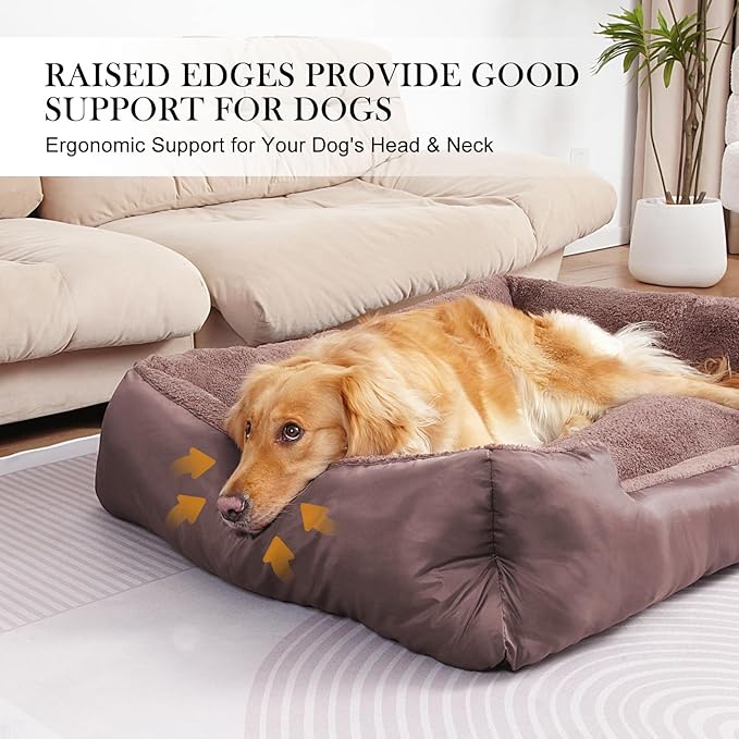 Dog Beds for Large Dogs, Breathable Dog Bed with Durable Fabric, Rectangle Washable Pet Bed, Warming Pet Bolster Couch