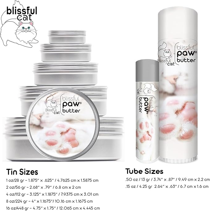 The Blissful Cat Paw Butter, Moisturizer for Dry Paw Pads, Softens and Protects Rough Feet, Versatile, Lick-Safe Balm, 2 oz.