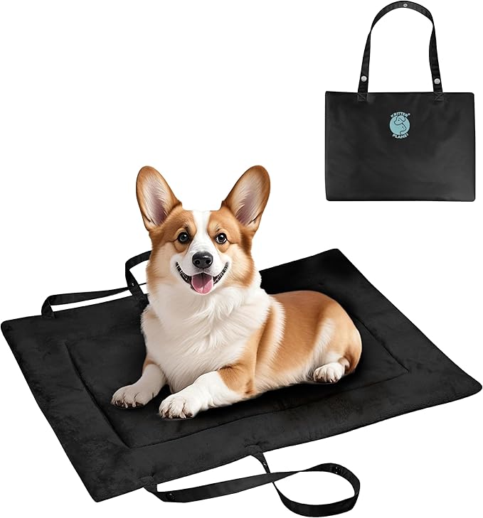 Kritter Planet Waterproof Foldable Dog Bed Pad for Camping & Travel, Portable Roll-Up Dog Bed Car Seat Pet Cushion Mat with Handles for Small & Medium Dogs, Indoor & Outdoor Use