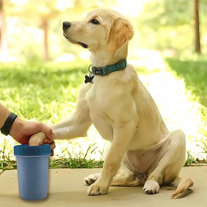 Portable Dog Paw Cleaner, Washer, Buddy Muddy Pet Foot Cleaner for Medium Breed Dogs and Cats, Blue