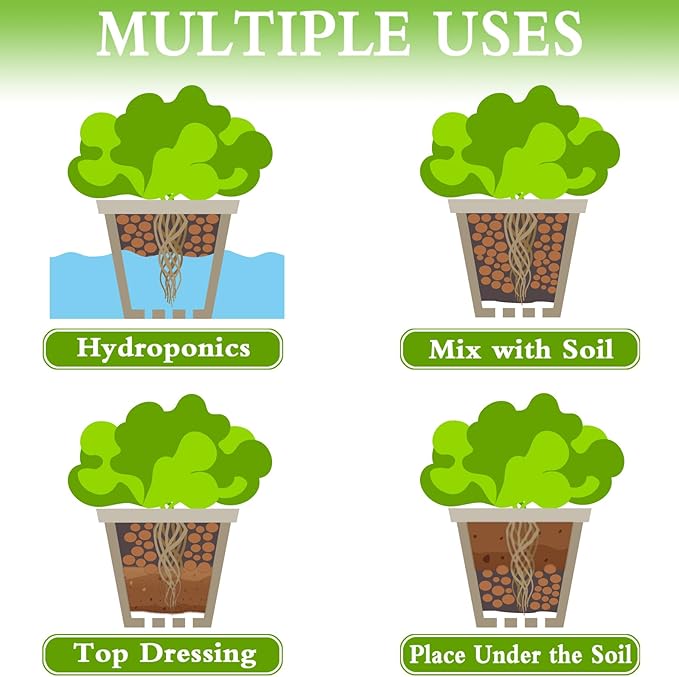 Halatool 8LB Clay Pebbles for Plants 4mm-16mm Lightweight Hydroton Leca Balls for Indoor Potted Plants Hydroponics Gardening Orchids Drainage Decoration Aquaponics