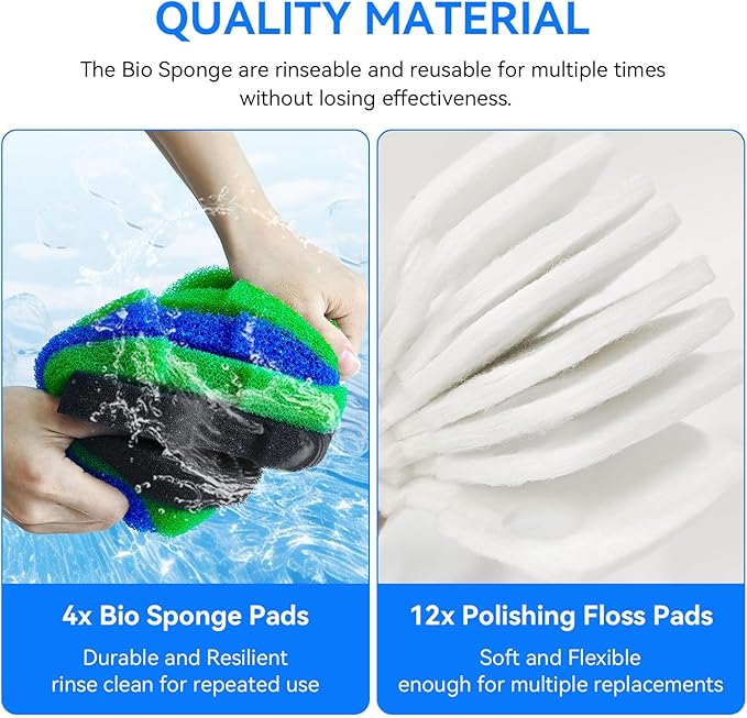 Canister Filter Pads Compatible with Penn Plax Cascade 1200/1500 CCF4UL/CCF5UL Replacement Canisters Filters Sponges for Aquariums Fish Tank Turtle Tank