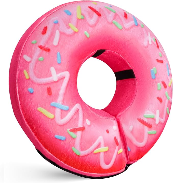 Katoggy Inflatable Dog Cone Collar for Dogs After Surgery, Soft Adjustable Blow up Donut Dog E-Collar for Small Medium Large Dog and Cats,Pink Donut,X-Large