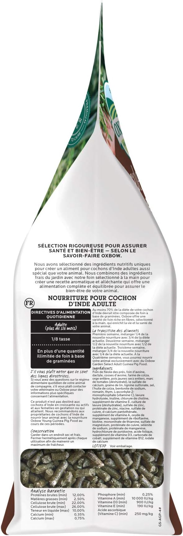 Oxbow Animal Health Garden Select Guinea Pig Food, Adult Guinea Pig, Made Timothy Hay, Vitamin & Mineral Rich Pet Food Pellets, Made in USA, High Fiber, 4 lb Bag