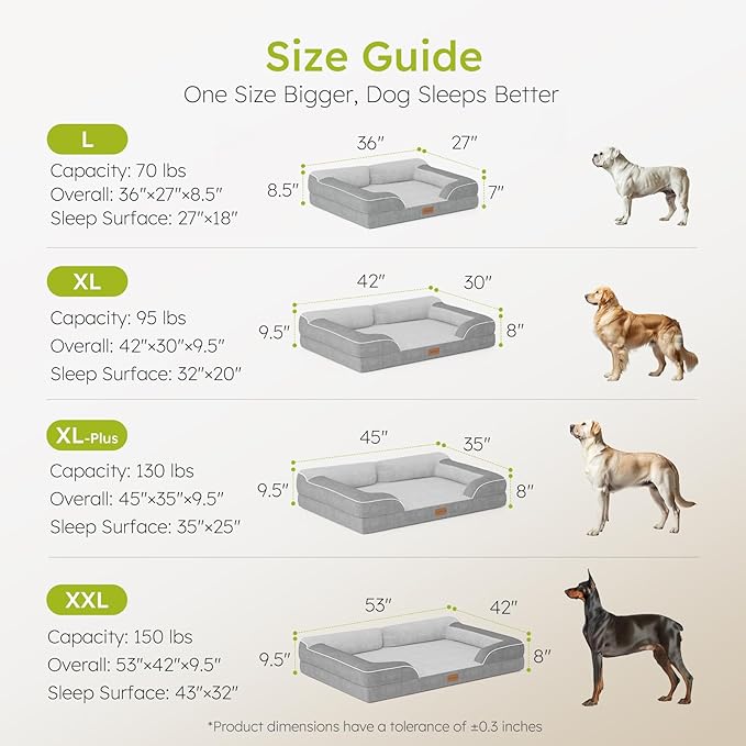 XXL Dog Bed for Extra Large Dogs, Giant Orthopedic Dog Bed with Cooling Gel Memory Foam, Waterproof Pet Bed with Removable Washable Cover, 53" Pet Sofa bed Dutch Velvet with Bone Toy, Light Gray