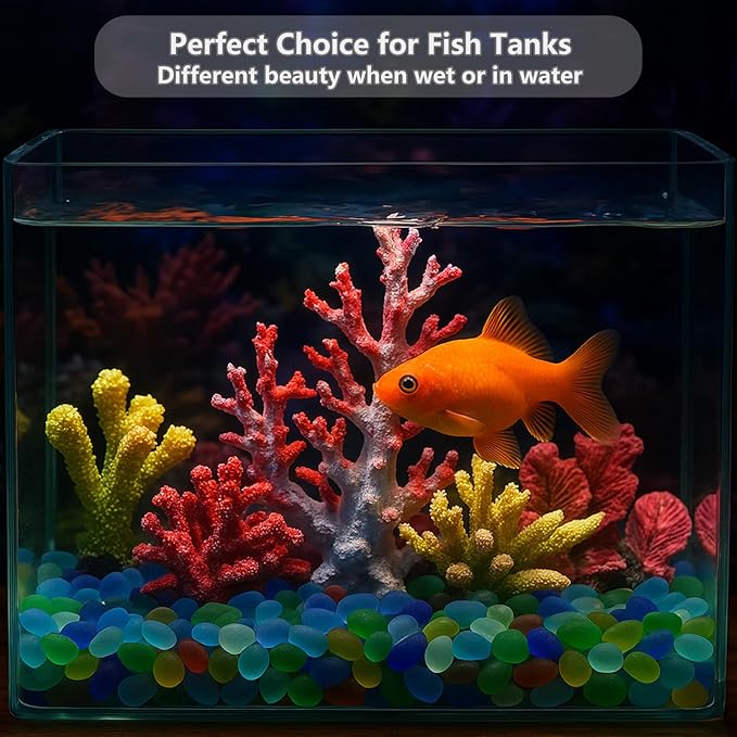 Sea Glass Stones - 2.9LB/46.4oz White Frosted Glass Pebbles Gemstones - Perfect for Aquarium Rocks, Fish Tank Gravel, Vase Fillers, Seaglass DIY Crafts, and Home Decor