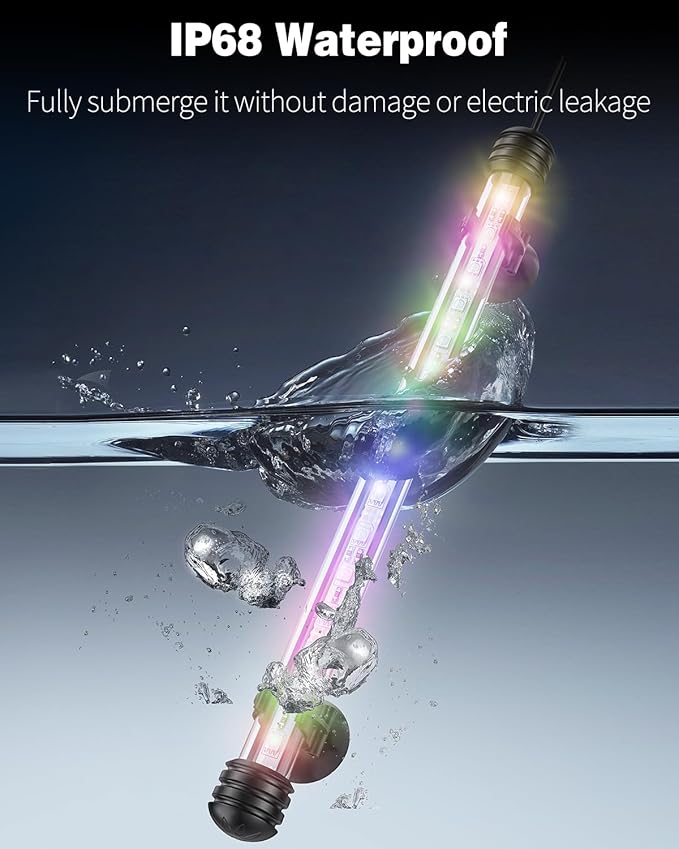Pawfly 3 W Aquarium LED Light 11 Inch Underwater Fish Tank Light with Timer Auto On/Off Fish Tank Background Light with 8 Lighting Modes Submersible Multi-Colored Tube Light for Decoration
