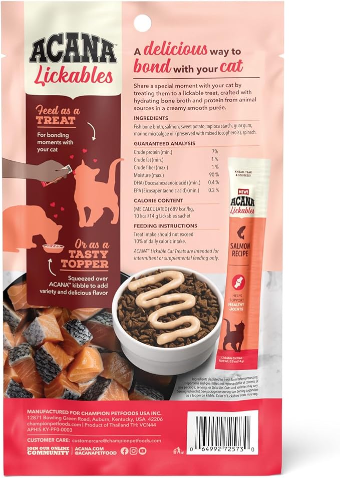 ACANA Lickables Cat Treats Salmon Recipe .5oz Tubes (5 Count)