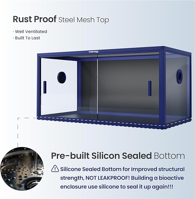 50 Gallon Bearded Dragon Tank, Reptile Enclosure for Easy Maintenance, Front Opening Reptile Tank with Top Screen Ventilation & Glass Sliding Door 36''x18''x18''