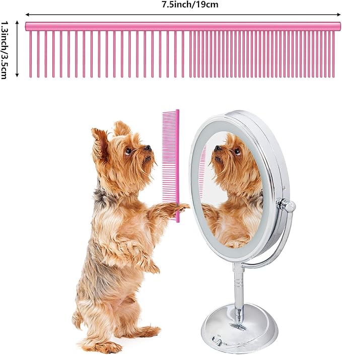 3 Pcs Stainless Steel Grooming Combs for Matted and Tangled Long Hair - Pet Guide Clippers for Dog and Cat