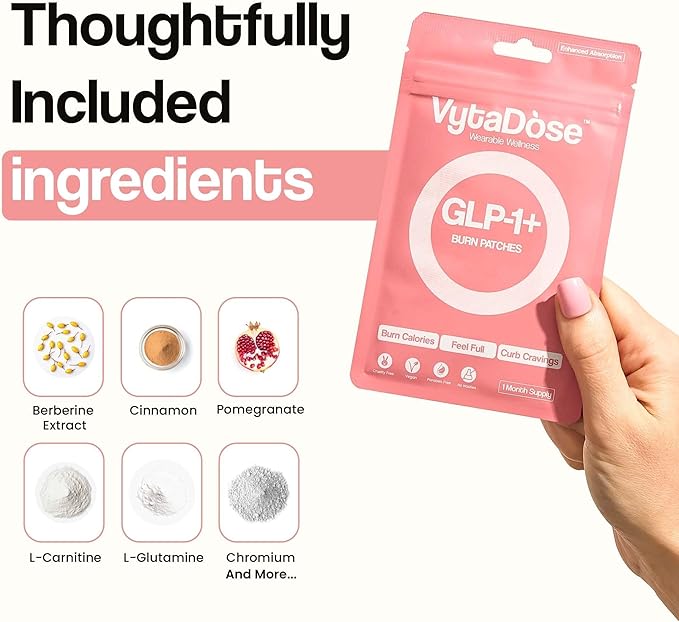 GLP1 Patches | 5X Stronger Formula | 12 Hour Extended Hunger Support | Berberine, Pomegranate, Green Tea, L-Glutamine | New & Improved Kind of GLP-1 Patches | 3 Pack