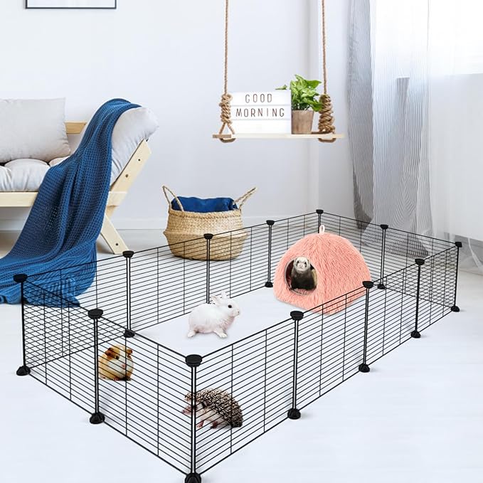 YUEPET Guinea Pig Bed Plush Calming Hideout, Warm Rabbit Hide for Hamsters Hedgehogs Ferrets Dwarf Rabbits and Other Small Animals(Pink)