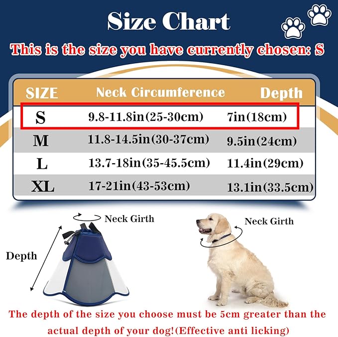 Hard & Heavy Plastic Dog Cone Collar Alternative for Small Dogs (Yorkshire Pomeranian) After Surgery, Adjustable Recovery Cone Anti-Lick, Elizabethan Protective Collar Cone of Shame for Healing