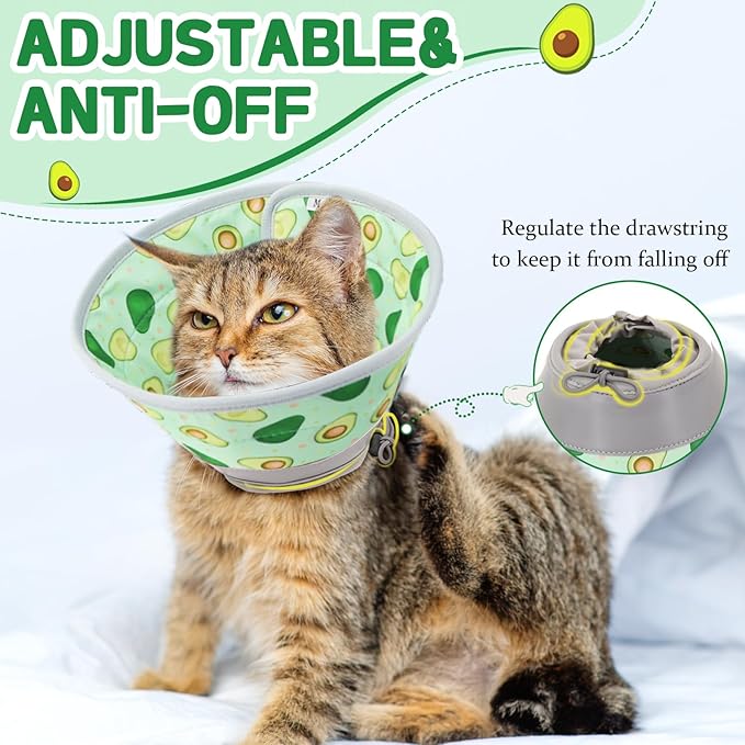 Cat Cone Collar Soft, Comfortable Cat Recovery Collar Pet Cone for Small Large Cats, Lightweight Elizabethan Collar for Cats Kittens After Surgery Prevent from Licking Wounds, Green, S