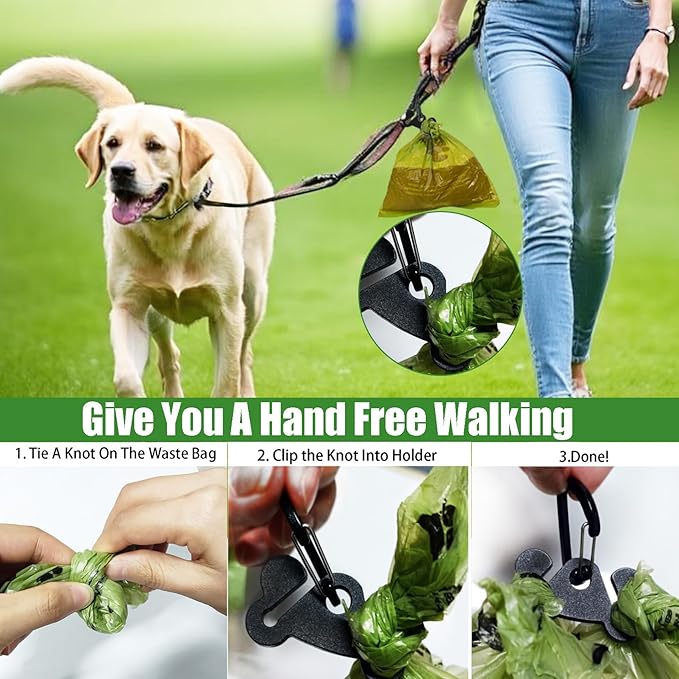 Dog Waste Bag Dispenser Poop Bag Dispenser for Leash Accessory dog Poop Bag Holders Fits Dog Leash Include Hand Free Holder, Clear, No-PUXB