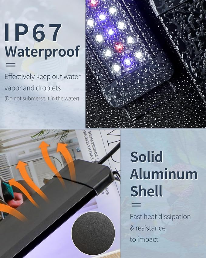 Pawfly 6 W Aquarium LED Light for 6" to 10" Fish Tanks Extendable Fish Tank Light with Full Spectrum Brilliant White Blue Red Lights with Daytime & Night Modes and Adjustable Brightness