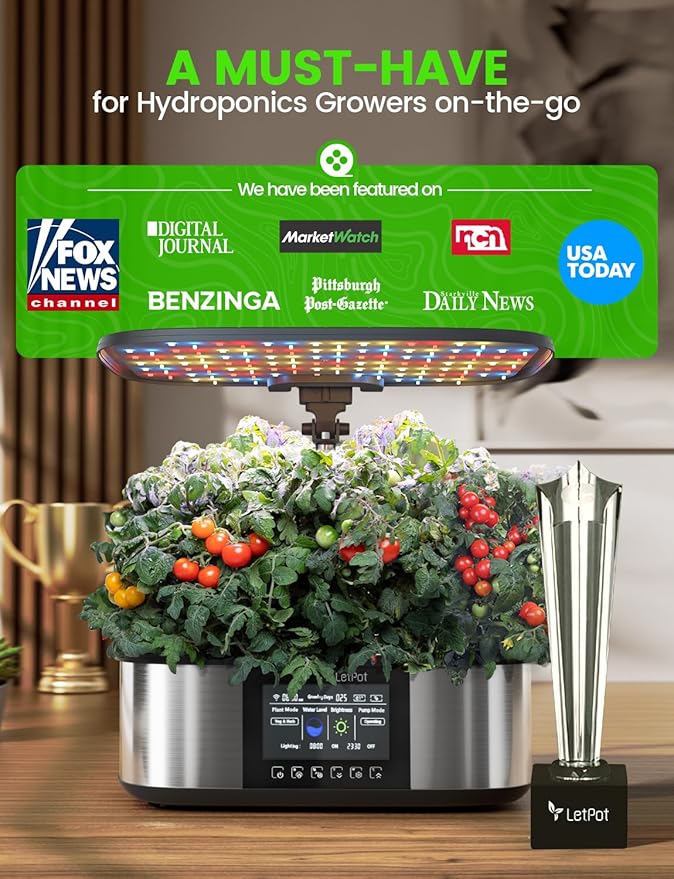 LetPot LPH-Max Hydroponics Growing System Kit, 21 Pods APP & WiFi Automatic Controlled Smart Indoor Garden with 36W LED Grow Light, Auto Drip Irrigation Kits, Self-Managed Nurturing & Watering