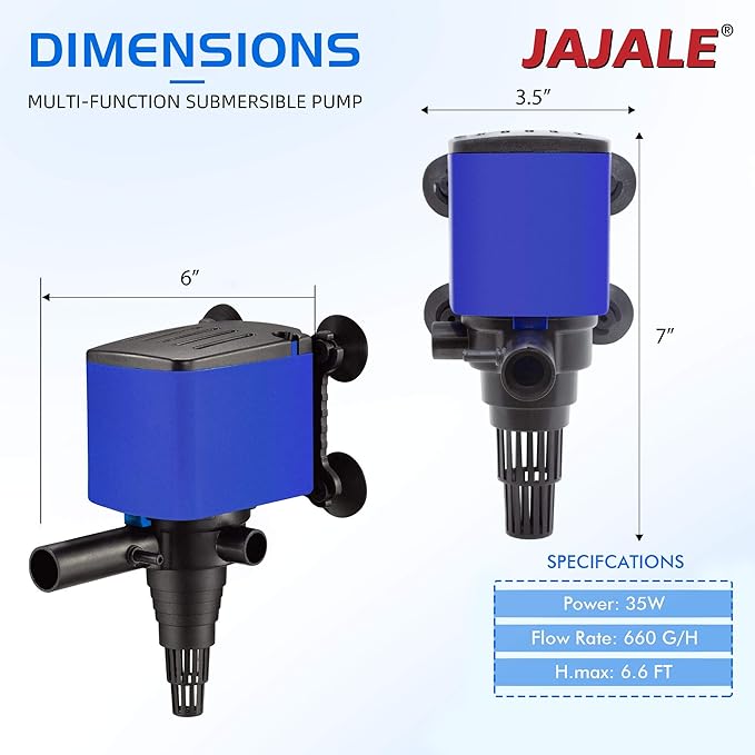 Water Pump 660 GPH Submersible Internal Aquarium Powerhead Water Pump Ultra Quiet for Aquarium,Fish Tank -2 Pack