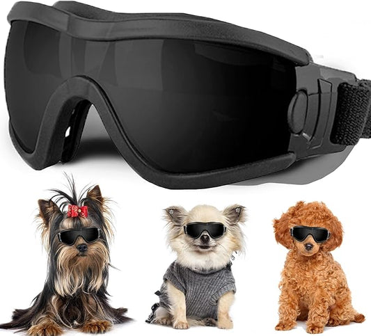 Small Dog Sunglasses with Adjustable Strap UV Protection, Winproof Puppy Sunglasses, Suitable for Dogs Eyes Protection，Soft Dog Goggles
