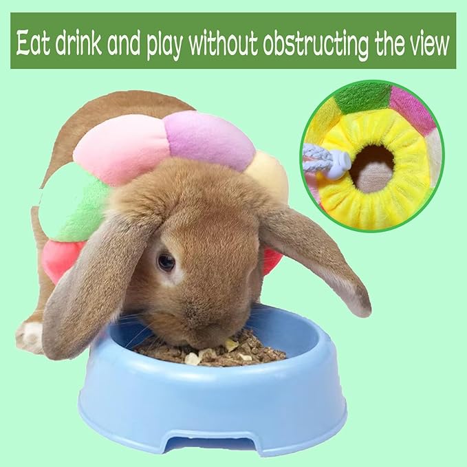 Rabbit Cat Cone Collar Soft,Adjustable Cat Recovery Wound Healing Accessory,Cats Cones to Stop Licking,for Chinchilla,Guinea Pigs,Bunny,Kitten Donuts Collar After Surgery(X-Small)